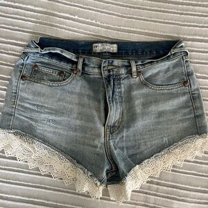 Free People Faded Blue Denim Shorts